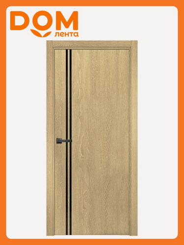 Изображение товара Дверное полотно глухое берген (17-1) 200x60 см ПВХ, чёрный/дуб янтарный