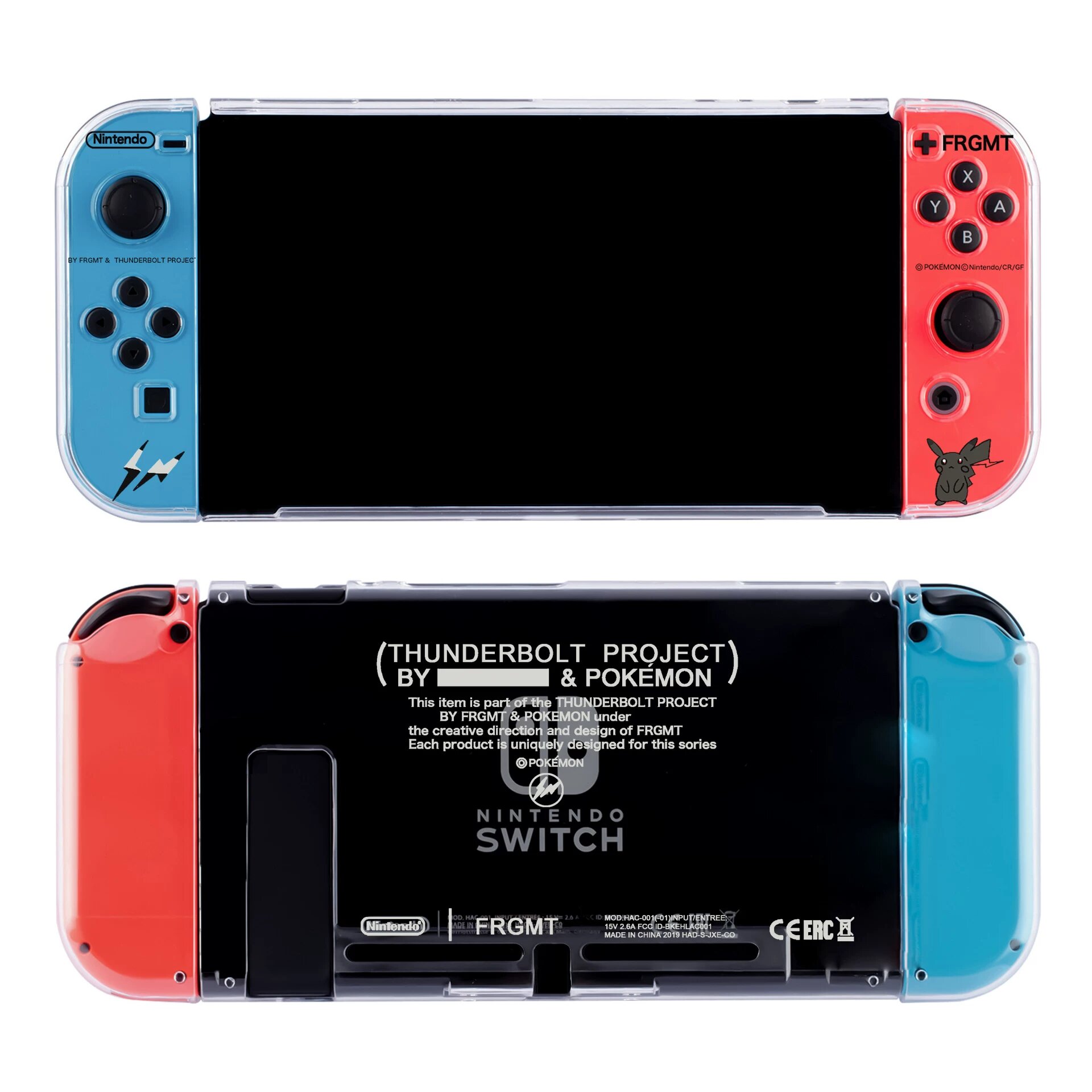 Защитный чехол для Nintendo Switch прозрачный с закаленным стеклом и накладкой на джойстик