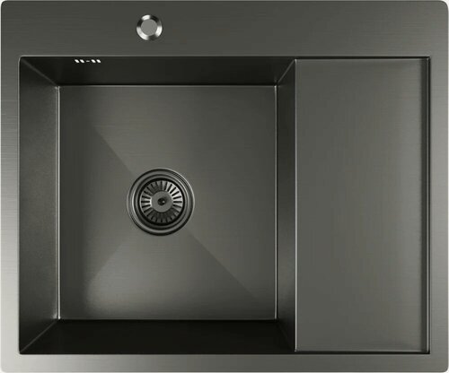 Изображение товара Мойка кухонная Mixline Pro 552926 металлическая, 60x50, прямоугольная, мойка для кухни, с крылом, черная, серая, матовая