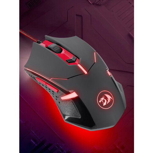 фото Мышь redragon centrophorus black-red usb, черный/красный