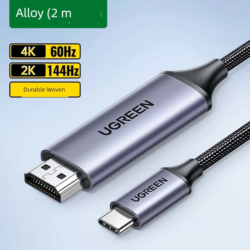 Кабель-адаптер GreenLink Type-C к HDMI, цвет Глубокосерый, 2 метра, 4K 60Гц передача видео/звука с алюминиевым сплавом