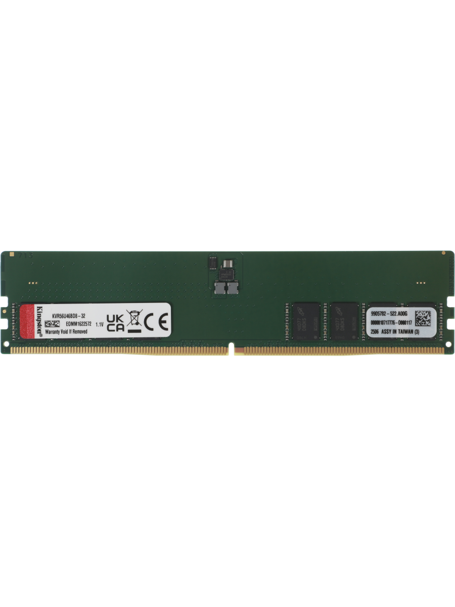 Память DDR5 32GB 5600MHz Kingston KVR56U46BD8-32 Valueram RTL PC5-44800 CL46 DIMM 288-pin 1.1В dual rank RTL