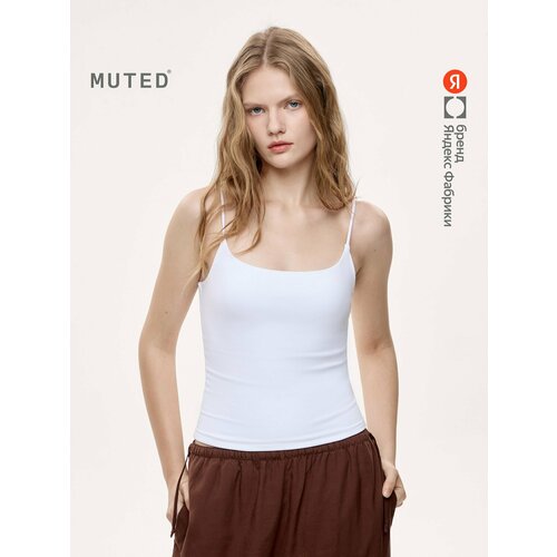 фото Майка muted на тонких бретелях, размер l, белый