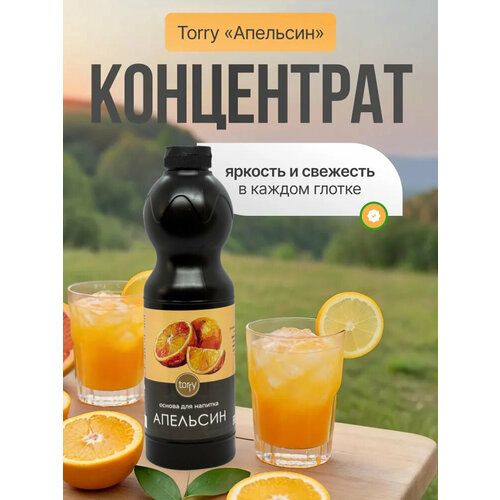 фото Основа torry апельсин, для коктейлей, напитков, десертов, пластиковая бутылка, 1 кг