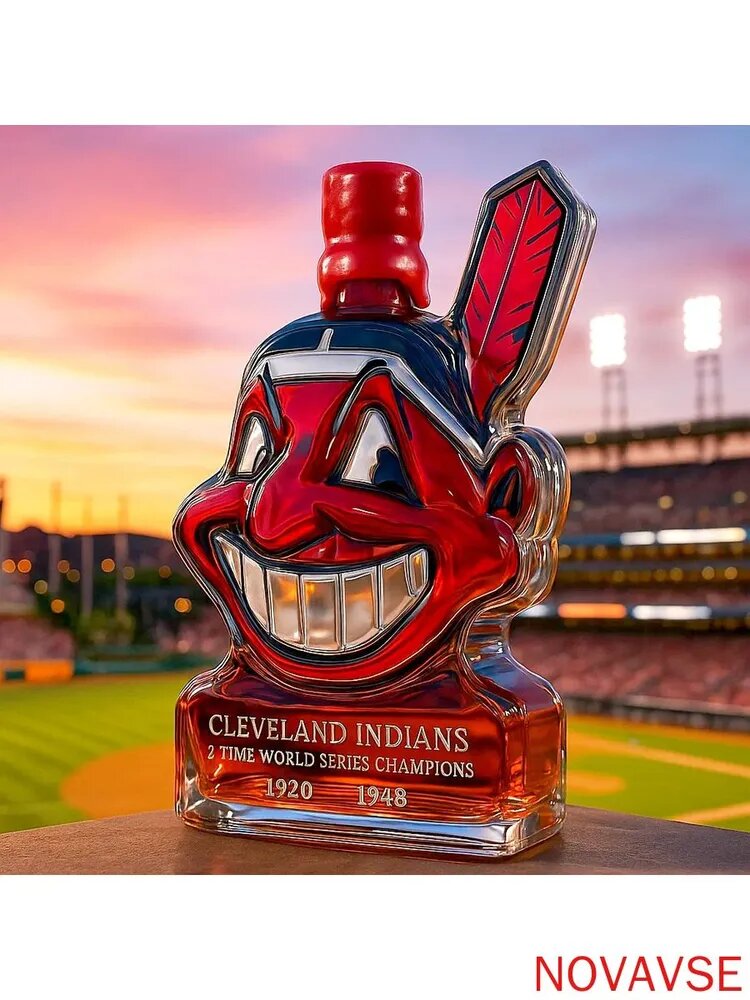 Пиво Cleveland Indians, 2 раза чемпион мира (1920-1948), фигурная бутылка, 0.5 л, для подарка, алкогольный