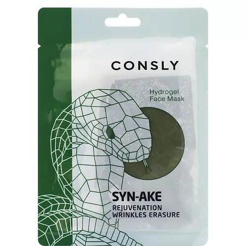 CONSLY Гидрогелевая маска с пептидом Hydrogel Face Mask Syn-Ake Rejuvenation Wrinkles Erasure, 20 мл