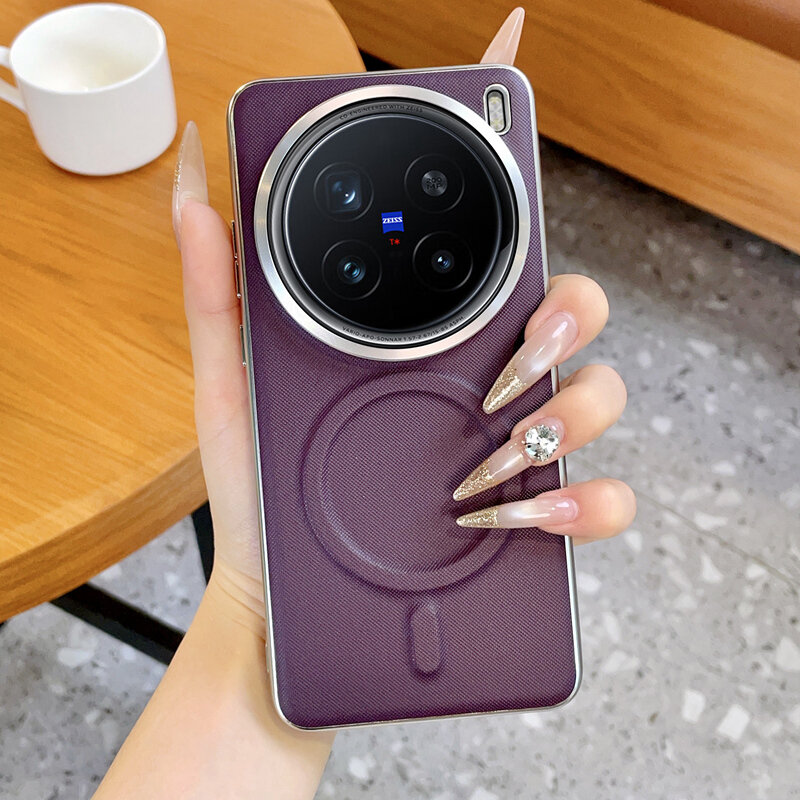 Чехол Для Vivo X200 Pro/Виво X200 Про, soft touch, чехол-кардиомонитор, искусственная кожа, поликарбонат (PC), защита камеры, ударопрочный, усиленные углы, Vivo, Vivo X200 Pro, purple,