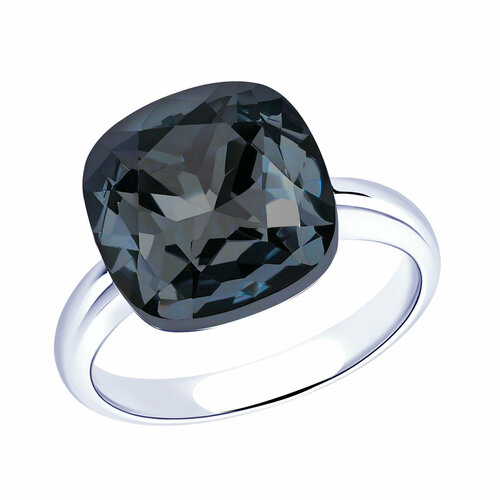 фото Кольцо diamant online, серебро, 925 проба, родирование, кварц, размер 17, серый