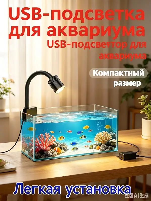 Регулируемая зум лампа для аквариума, три цвета свечения диммирование