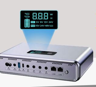 ИБП постоянного тока DC UPS 120W 222Wh 60000mAh Li-ion, выход 548V, PoE, AC 100240V, солнечный вход MPPT, встроенный блок питания для видеонаблюдения, роутера, модема