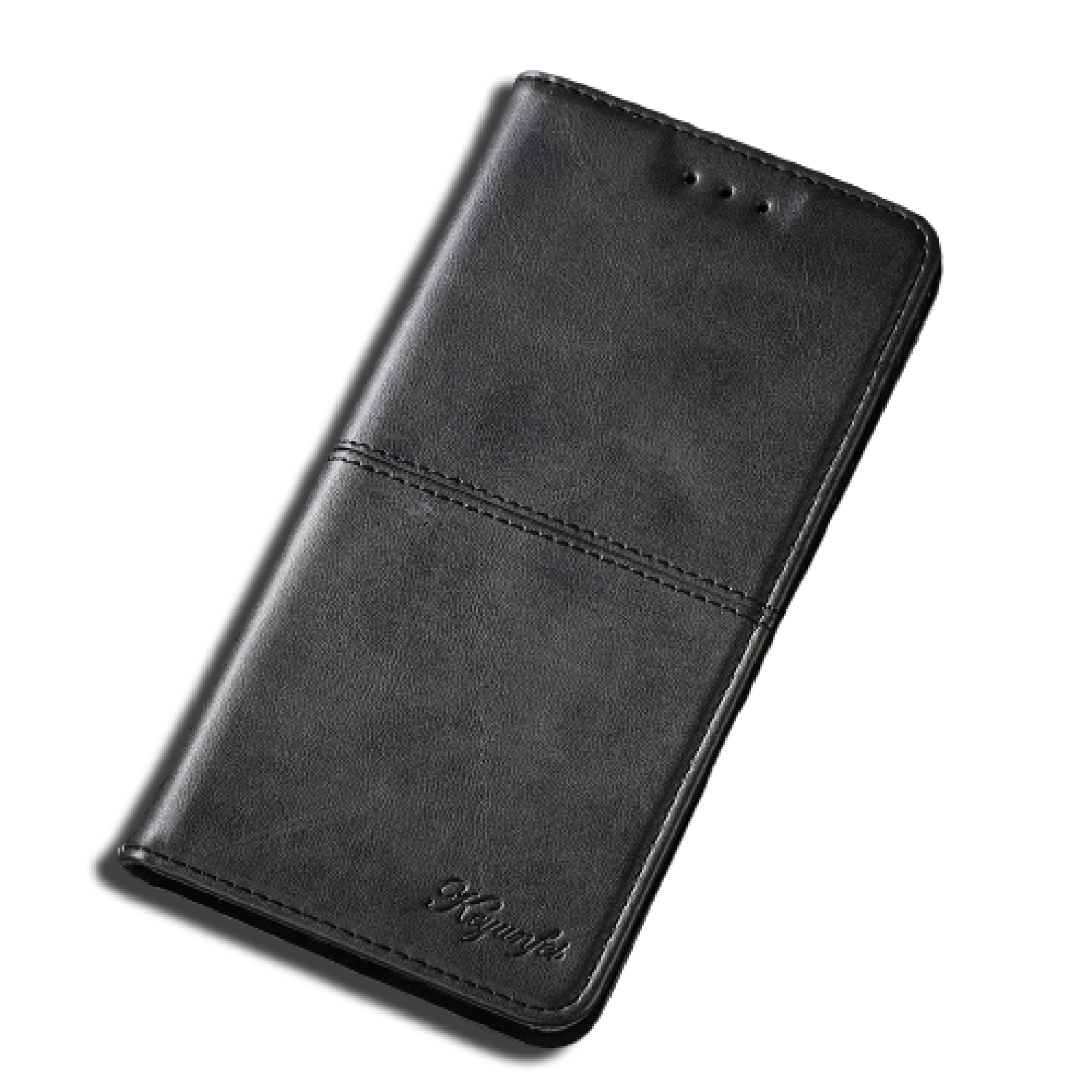 Чехол-книжка MyPads Premium для Samsung Galaxy A11 SM-A115F из натуральной мраморной кожи буйвола, черный