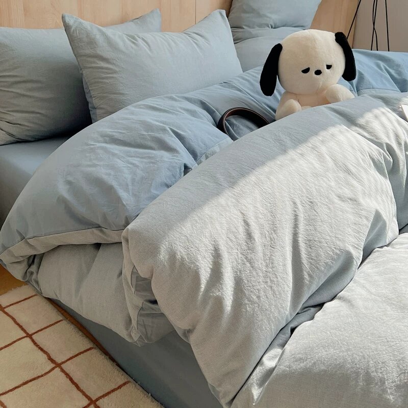 Пододеяльник из 100% хлопка, 150x200x230 см, для односпальной кровати, для студенческого общежития, в клетку, полностью