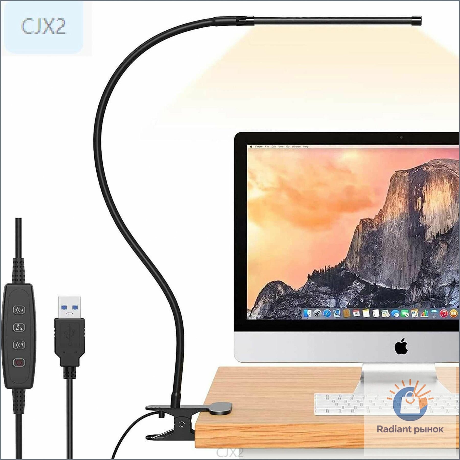 USB 5V2A с регулируемой яркостью и цветом, однотрубная светодиодная настольная лампа для чтения с зажимом-cjx2