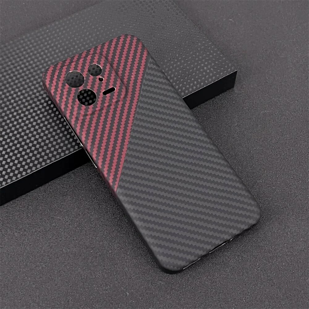 Карбоновый арамидный чехол для Xiaomi 13 с точными отверстиями, черно-красный контраст