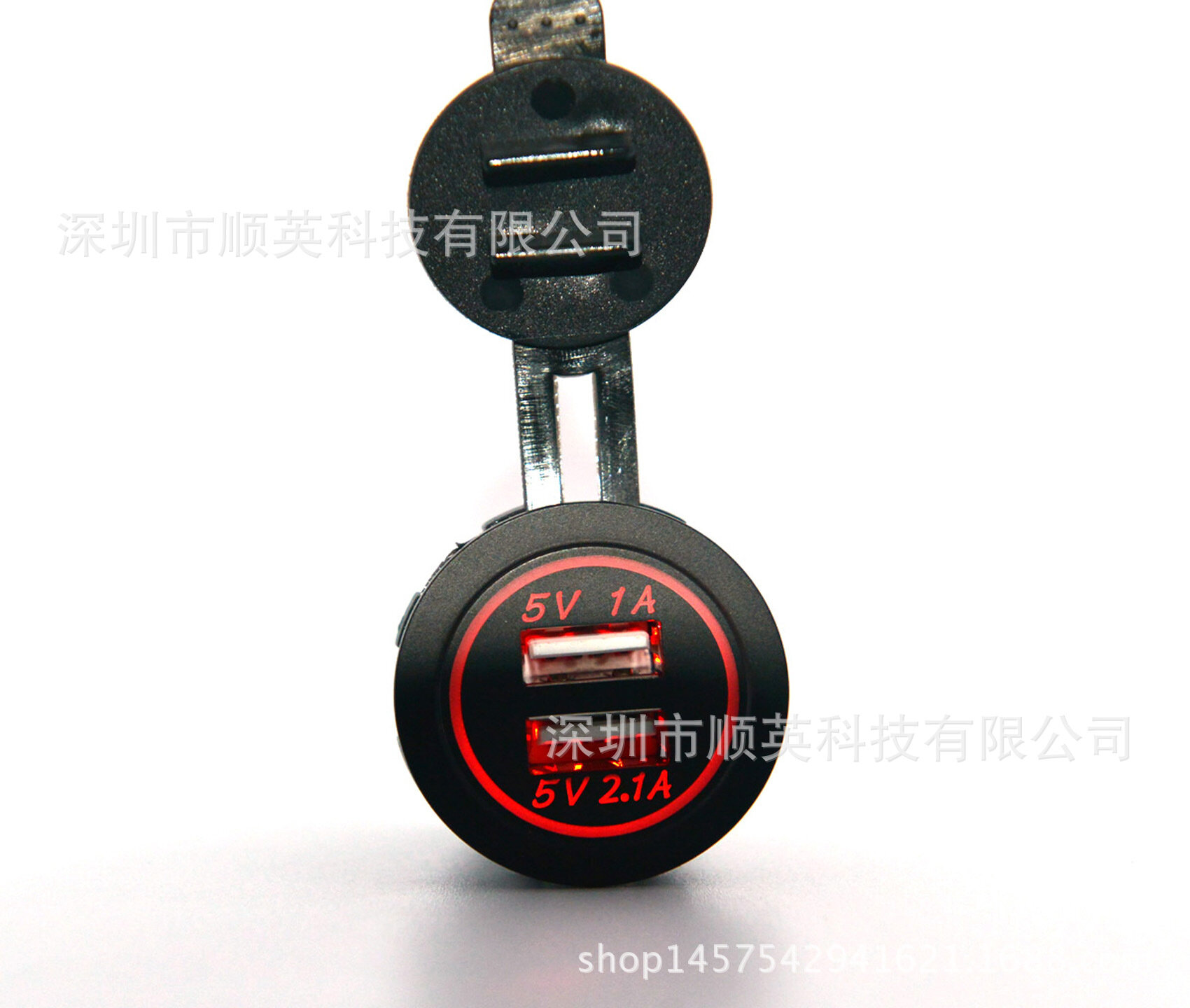 Двойной автомобильный зарядный блок с двумя портами USB 3.1A для мотоциклов 12-24В с красным светодиодным индикатором