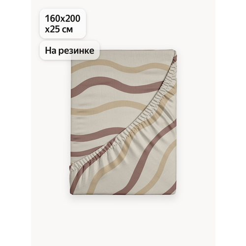фото Простыня на резинке uniqcute 160х200х25 см, поплин, хлопок 100%, джаз