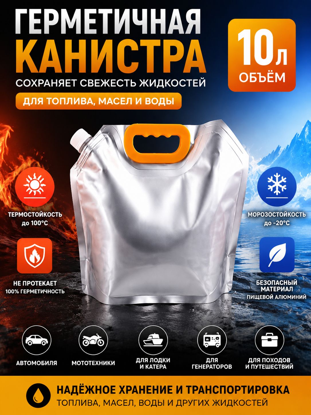 Канистра для ГСМ, 10.9 л, Артикул: 5287471561, Материал: Фольга