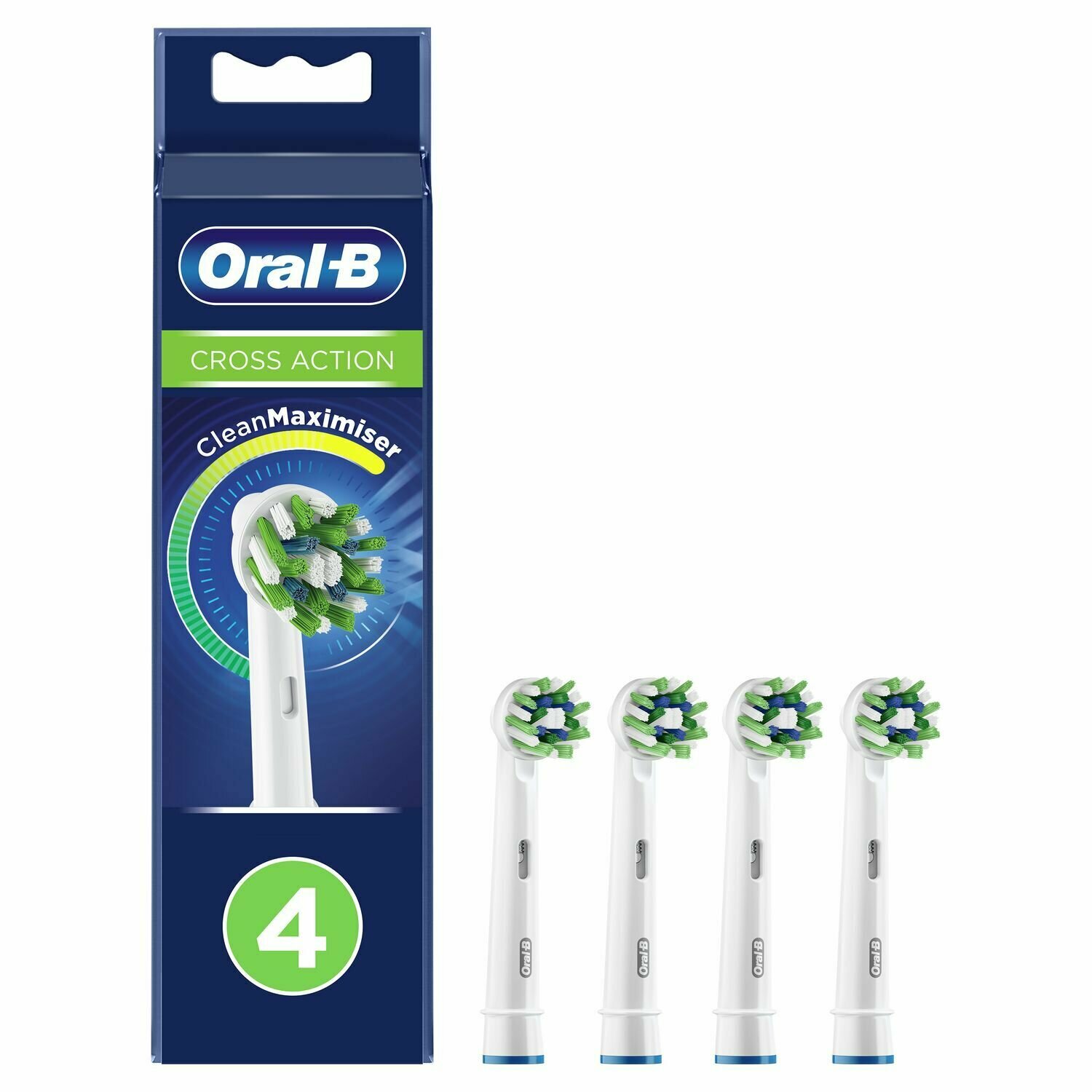 Оригинальные насадки Oral-B Cross Action CleanMaximiser White для электрической зубной щетки, 4 шт., для тщательного удаления налета - фотография № 3