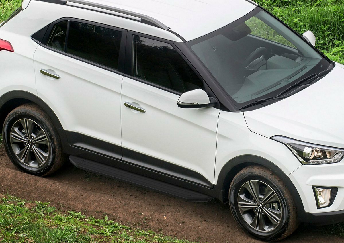 Пороги Rival Black Hyundai Creta 2016-, черный кант 173 см, крепеж, 2 шт. - фото №3