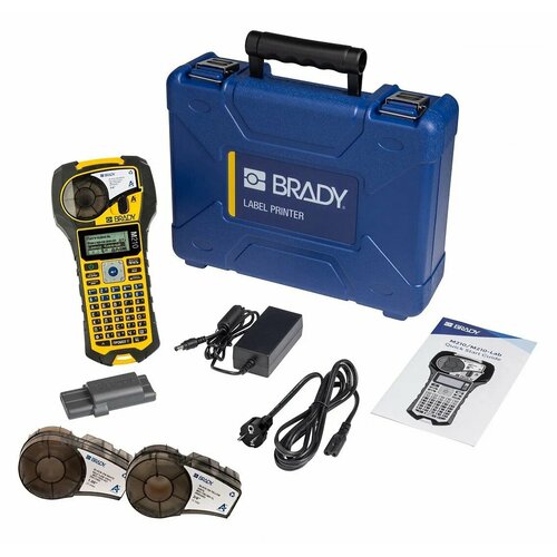 Принтер BRADY M210-Elec-kit RU. Комплект монтажника: принтер M210 (RUS), жесткий пластиковый кейс, литий-ионный аккумулятор, шнур питания, картриджи M21-750-499, M21-750-595-YL, M21-1000-427