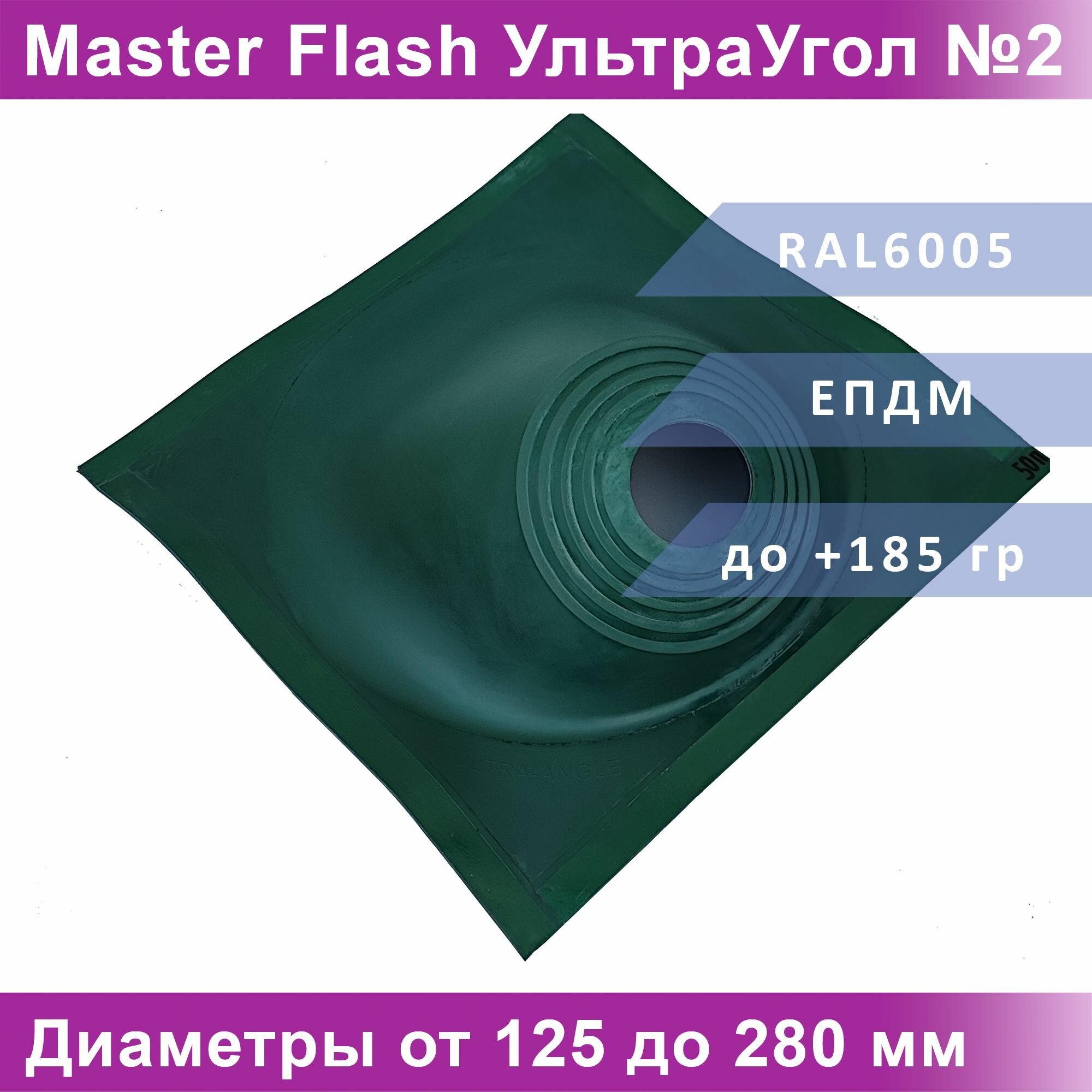 Манжета кровельная угловая "Мастер Флеш" ультра угол №2 (125-280мм) EPDM Зелёная