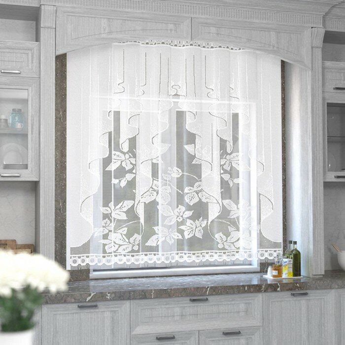 Штора 170х160 см белый 100% ПЭ без шторной ленты