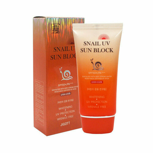 Солнцезащитный крем с улиточным муцином Jigott Snail Uv Sun Block Cream v SPF50+/PA+++ 70 мл