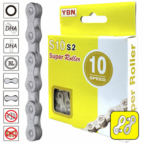 Велосипедная цепь YBN S10-RB, 1/2"x11/128", 116 звеньев, 10 скоростей, замок цепи