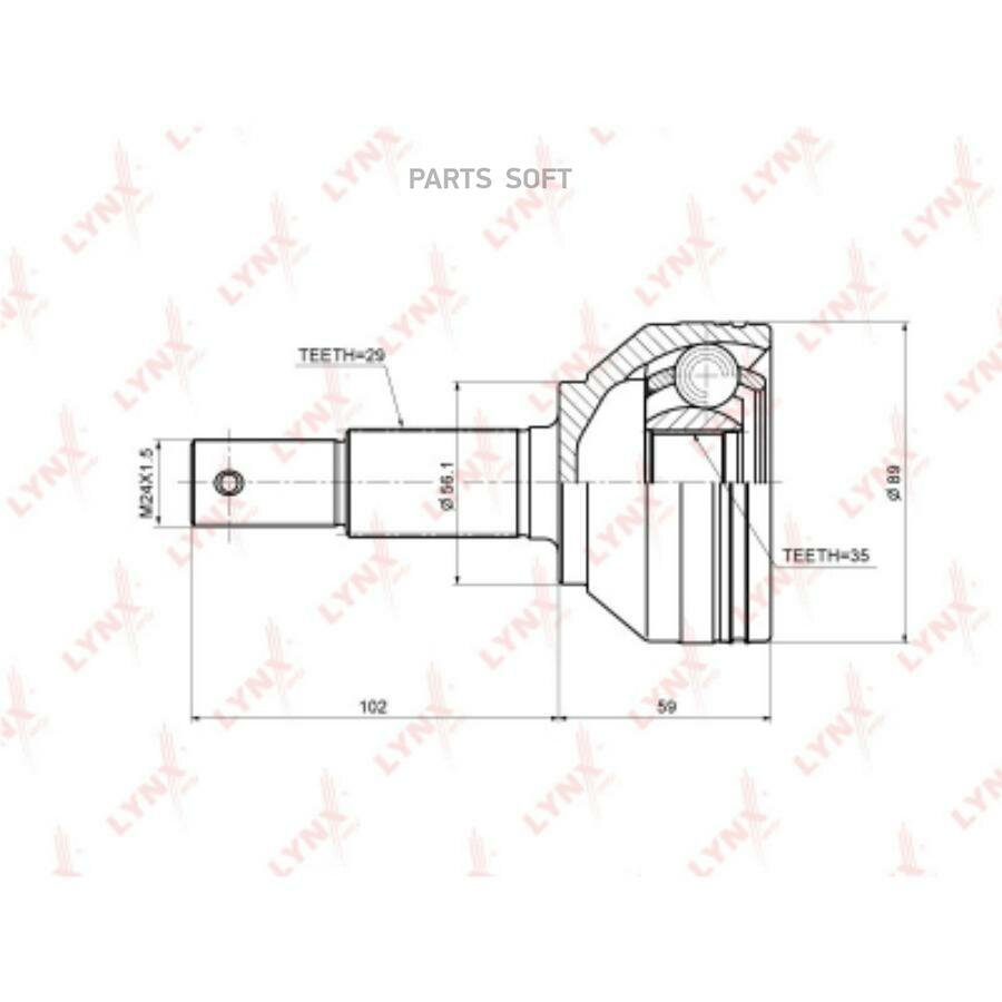 LYNXAUTO CO3703A ШРУС наружный NISSAN Altima(L32) 2.5 06> / Qashqai(J10E) 1.5D-2.0 06> / X-Trail(T31) 2.0-2.5 07>, RENAULT Koleos 2.0D-2.5 08>