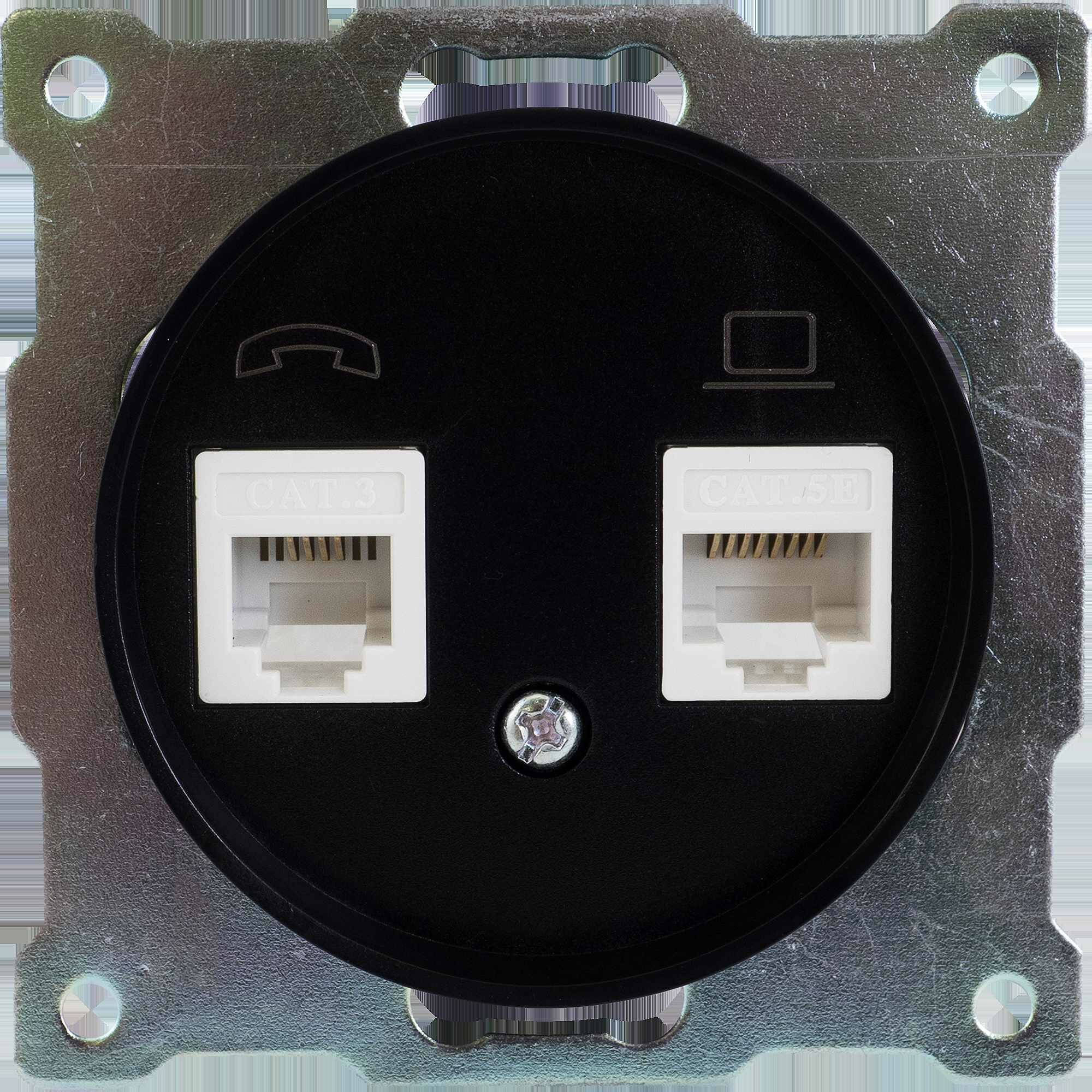 Телефонная/компьютерная розетка встраиваемая Onekey Florence RJ11/RJ45 UTP cat 5e цвет чёрный