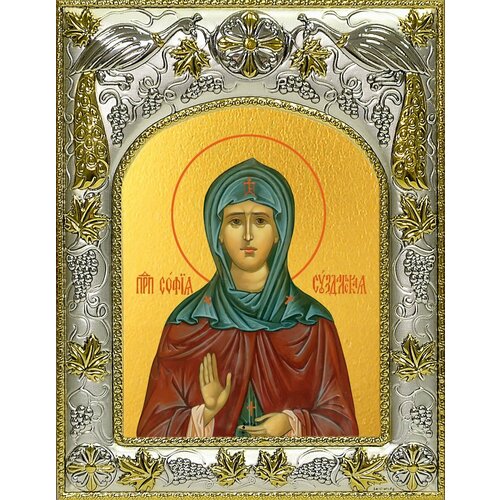 Икона София Суздальская, преподобная преподобная софия суздальская икона в рамке 12 5 14 5 см