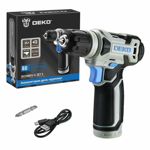 Аккумуляторная дрель-шуруповерт DEKO ZKCD80FU-Li SET 3 2022 2930₽