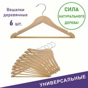 Вешалки для одежды, Formula Tepla, деревянные, 6 шт, цвет натуральное дерево