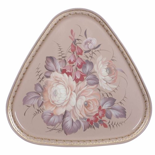 Жостовская фабрика декоративной росписи Жостовский поднос декоративный, размер 29х29 см (A8), металлический