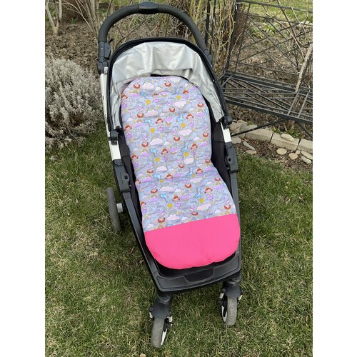 Матрасик в коляску прогулочную двусторонний весенний летний с креплением на колску