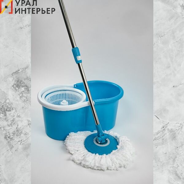 фото Набор для уборки: ведро с пластиковым отжимом 20л, швабра 120см, 2 насадки, 2 цвета