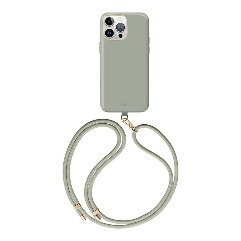 Защитный чехол Uniq Coehl Creme MagSafe для iPhone 15 Pro Max с ремешком Soft Sage