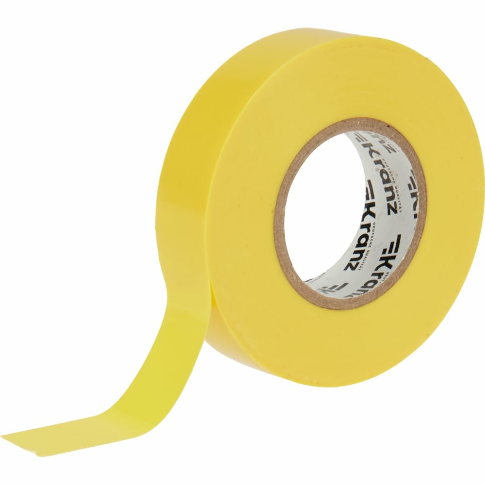 Профессиональная изолента ПВХ KRANZ 018х19 мм 20 м желтая KR-09-2802