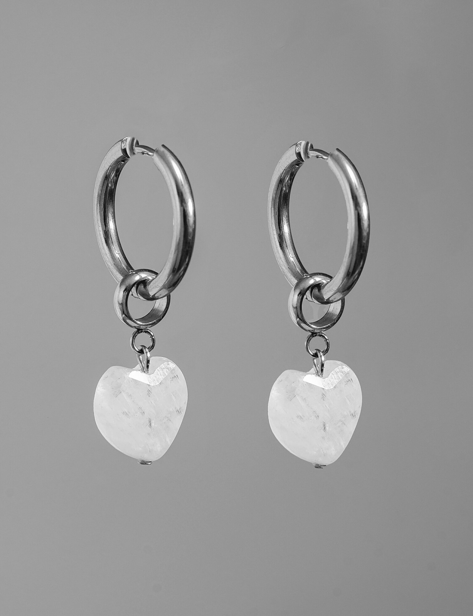 Серьги ДУША_BRAND, лунный камень, серебристый — фото 1