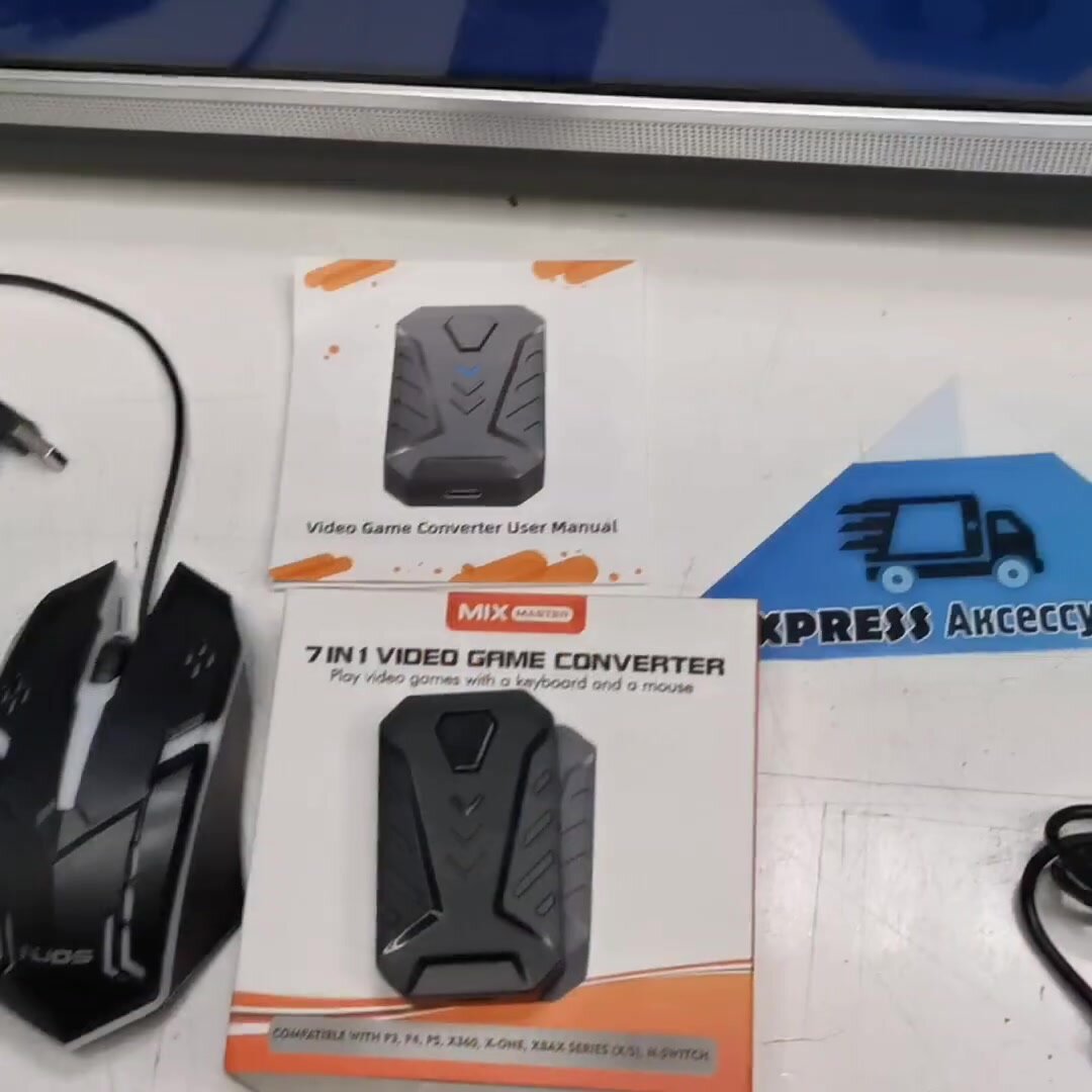 Игровая Клавиатура и мышь + конвертер контроллер к PS3 PS4 PS5 Xbox One Series S X Nintendo Switch + выход 3.5 Jack. — фото 1
