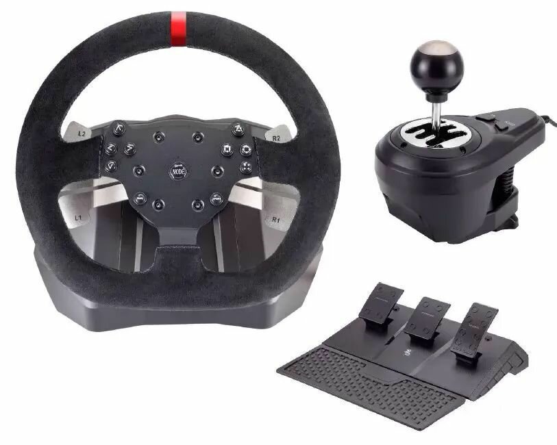 Руль игровой с педалями Artplays V-1200 Pro Premium Leather Edition (PS3, PS4, X360, XBOX, NS, ПК)