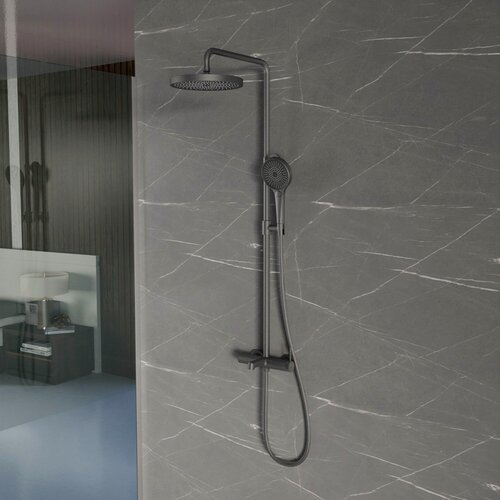 Изображение товара Душевая стойка Vincea Рим (Rim) VSFS-2RM1GM с изливом, вороненая сталь