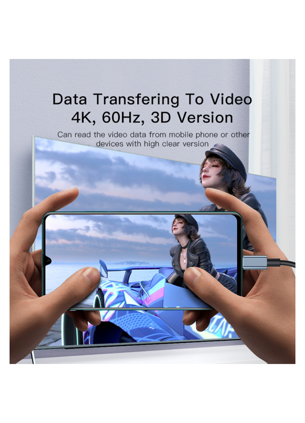 Yesido HM10 Новинка 4K 60Hz HD USB Type C — HDMI HD Видеокабель-адаптер — фото 1