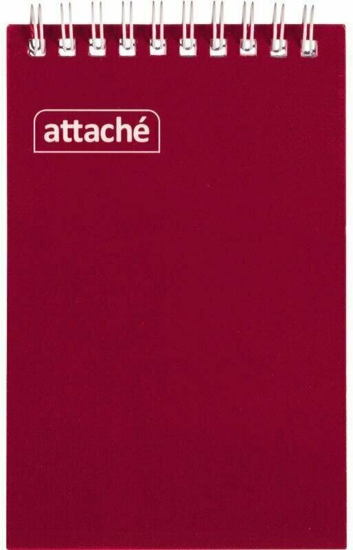 Блокнот Attache 60 листов бордовый в клетку на спирали (105х145 мм), 1441829