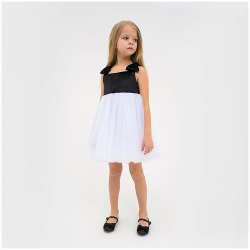 Платье нарядное детское KAFTAN, р. 28 (86-92 см), черный/белый 7503560 платье пачка андерсен нарядное размер 92 экрю