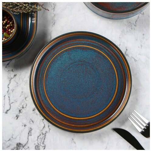 Тарелка десертная Magistro Garland, d=18,5 см, цвет синий