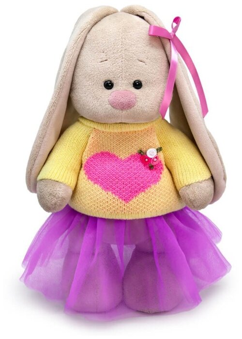 Мягкая игрушка , Зайка Ми в свитере с сердцем, 25 см, разноцветный