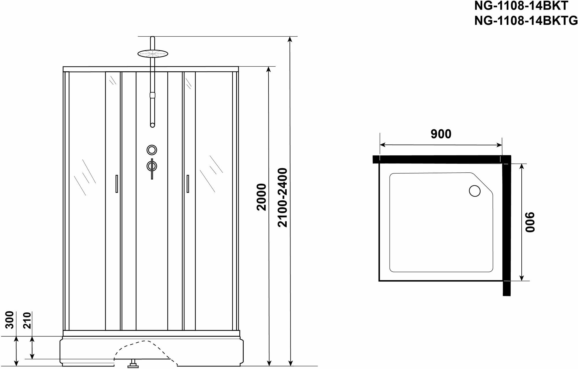 Душевая кабина Niagara NG-1108-14BKT 90x90 - фотография № 5