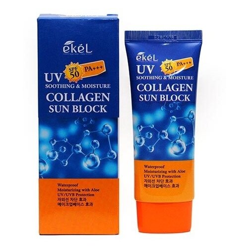 Ekel Солнцезащитный крем с коллагеном Soothing and Moisture Collagen Sun Block SPF50+, 70 мл ekel крем солнцезащитный с коллагеном soothing