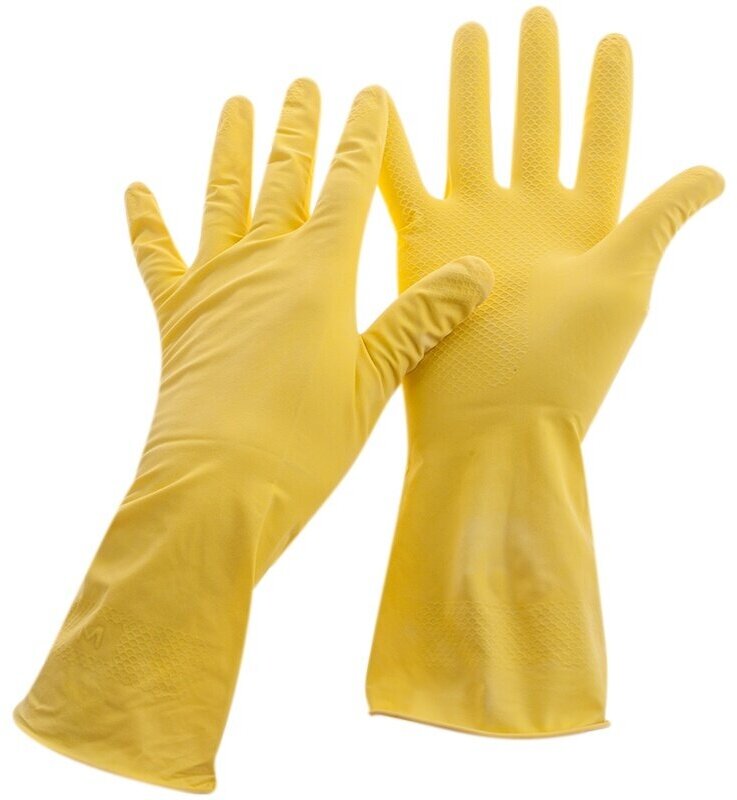 Перчатки хозяйственные OfficeClean резиновые, Универсальные, размер М, желтые, пакет с европодвесом (248569/Н)